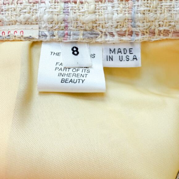 Vintage David Hayes Tweed Boucle Skirt Suit sz 8 Butter Yellow Event Wedding - Picture 3 of 10